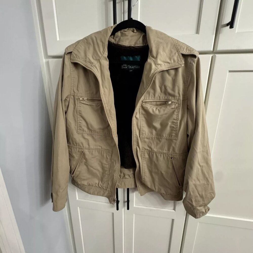 Vintage JACK NICKLAUS Golden Bear BEIGE Lightweight FULL-ZIP Pockets JACKET SZ L